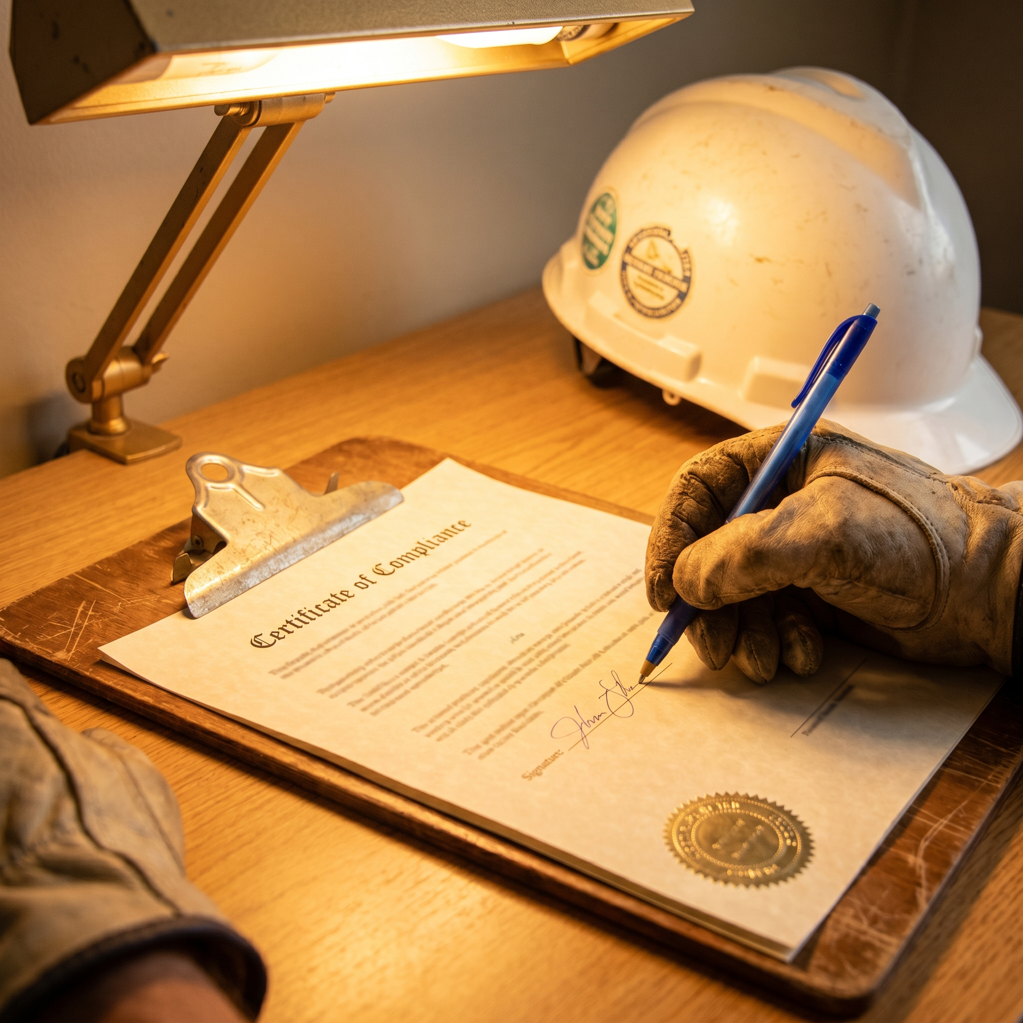 Certificate of Compliance being signed